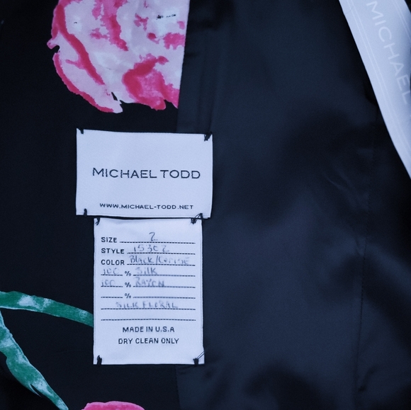 Pure Silk Floral Dress • Vintage Designer • Cocktail 50s Full Skirt S - Picture 3 of 5